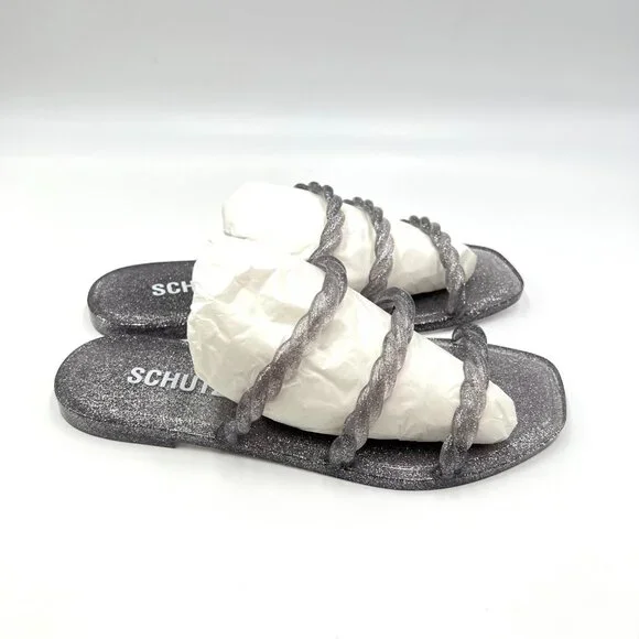 Ladies Sandals Silver Flat Sandals Size 12 SCHUTZ Shoes Schutz